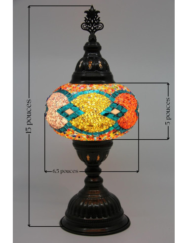 Turkish Mosaic Lamp in turquoise and yellow, 15 in