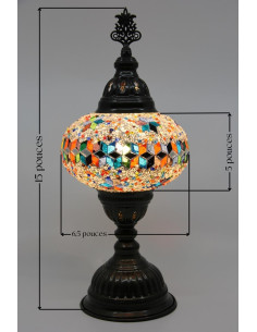 Turkish Mosaic Lamp with colorful diamonds on white, 15 in 2