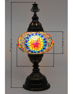 Turkish Mosaic Lamp with an orange star on blue, 15 in 2