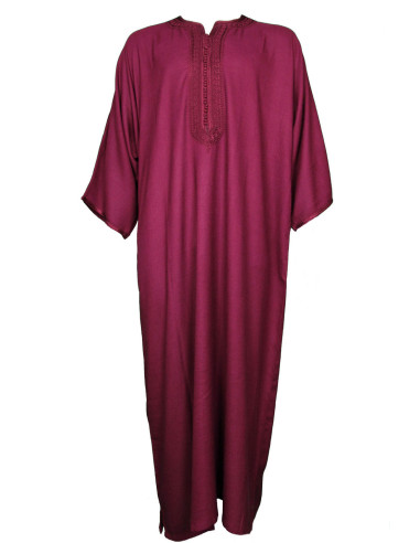 Djellaba pour homme à manches courtes, bordeaux...