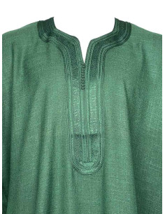 Men's short-sleeve djellaba, forest green 2