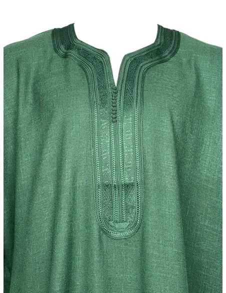 Djellaba pour homme à manches courtes, vert sapin