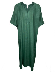 Djellaba pour homme à manches courtes, vert sapin