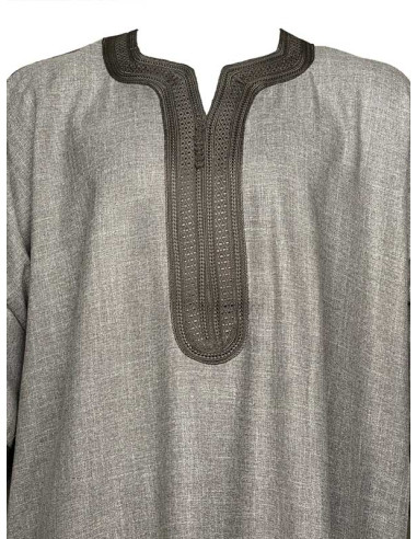 Djellaba pour homme à manches courtes, gris...
