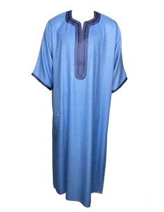 Men's short-sleeve djellaba, sky blue