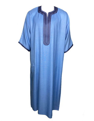 Men's short-sleeve djellaba, sky blue