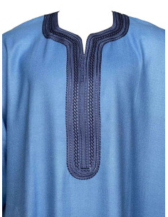 Men's short-sleeve djellaba, sky blue 2