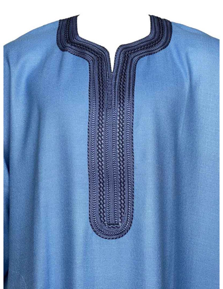 Men's short-sleeve djellaba, sky blue