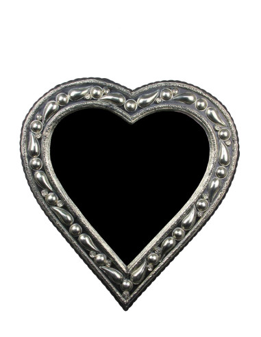 Miroir cœur en cuivre argenté