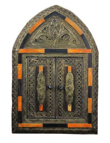 Miroir marocain à volets en cuivre, arche...
