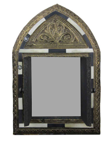 Moroccan copper shutter mirror, pointed arch,...