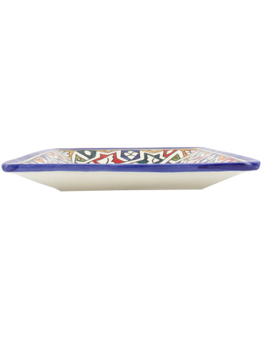 Assiette carrée marocaine à fleur centrale