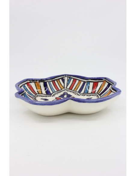 Leaf-shaped dessert plate, colourful rays