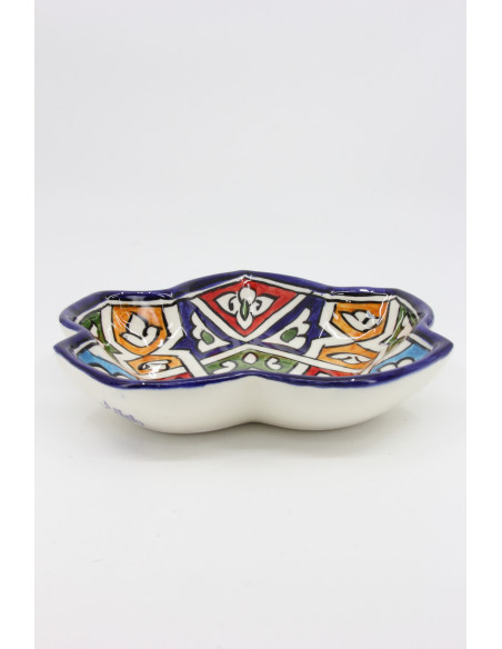 Leaf-shaped dessert plate, orange and green cross