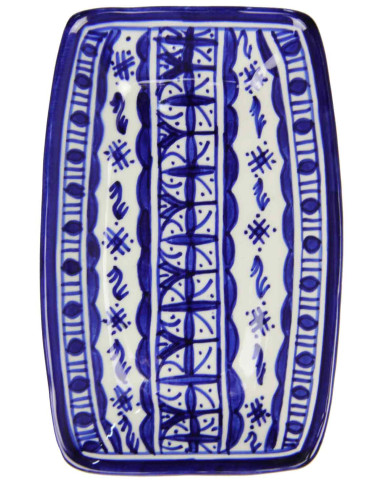 Assiette rectangulaire marocaine bleue et...