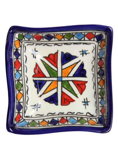 Colourful square Moroccan bowl with rosette and...