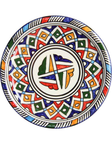 Assiette ronde marocaine à pétales croisés et...