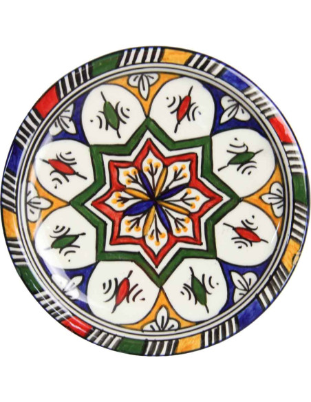 Assiette ronde marocaine à étoile verte à huit branches