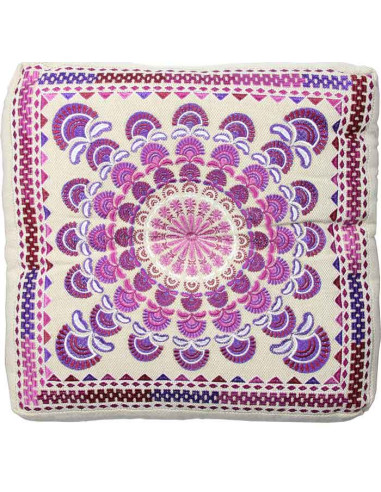 Coussin de méditation brodé violet, 18 x 18 po
