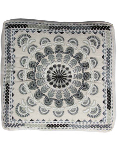 Black and White Embroidered Meditation Cushion