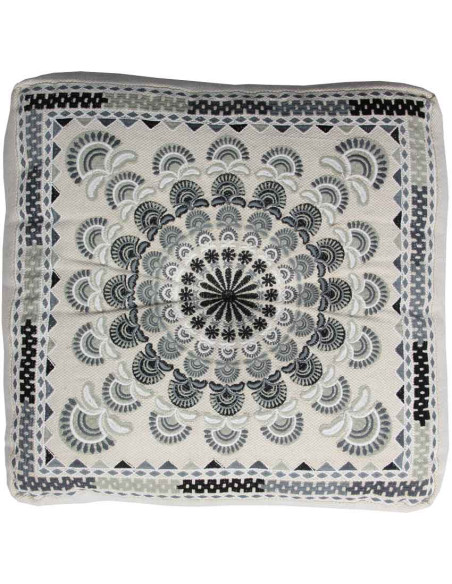 Black and White Embroidered Meditation Cushion
