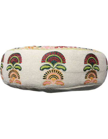 Multicolour Round Embroidered Meditation Cushion