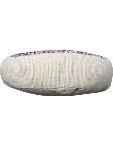 Red Round Embroidered Meditation Cushion, Ø 16 in