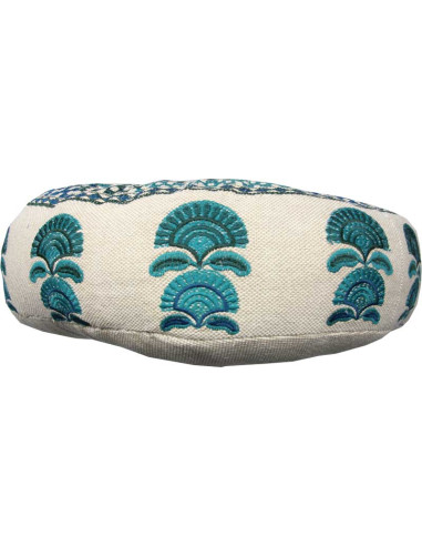Turquoise Round Embroidered Meditation Cushion,...