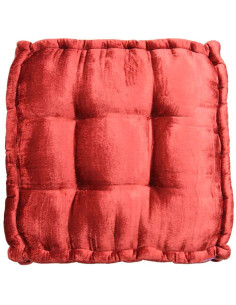 Coral Red Brocade Floor Cushion, 18 x 18 in 2