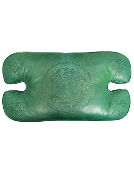 Chaise pliante selle de chameau en cèdre, cuir vert