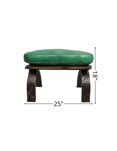 Folding Camel Saddle Chair, Cedar and Green...