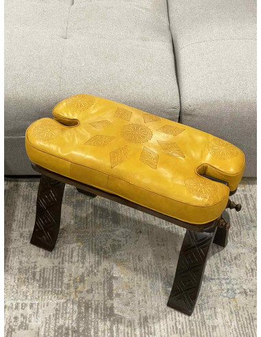 Chaise pliante selle de chameau en cèdre, cuir...