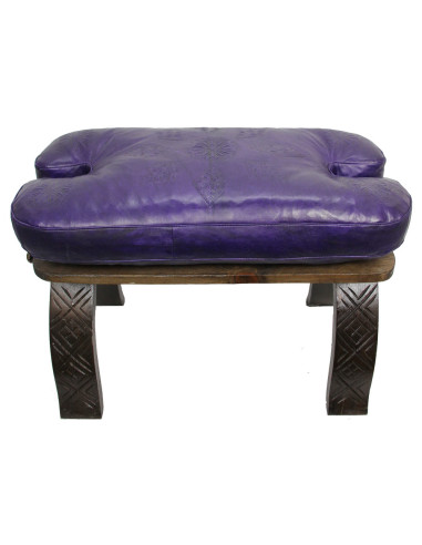 Folding Camel Saddle Chair, Cedar and Purple...
