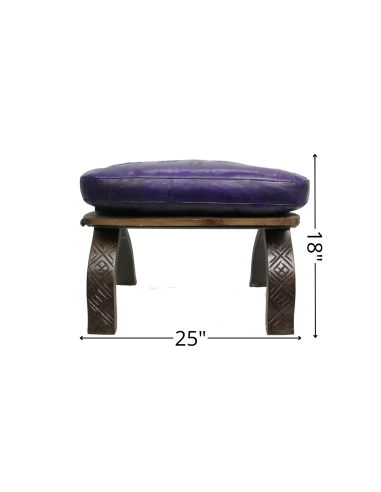 Banc en bois et cuir violet