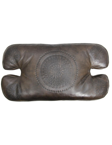 Wood and brown leather bench