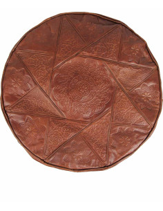 Pouf marocain Fès en cuir noir – Ø 16 po 2