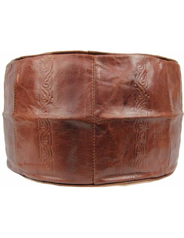 Pouf marocain Fès en cuir noir – Ø 16 po