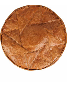Pouf marocain Rabat en cuir caramel – Ø 16 po 2