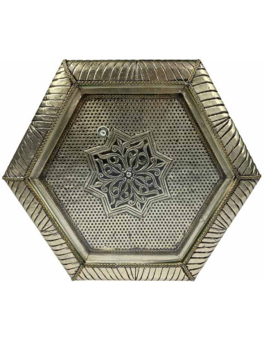 Table marocaine hexagonale argentée, Ø 12,5 po