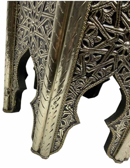Table marocaine hexagonale argentée, Ø 12,5 po