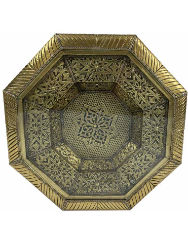 Gold Octagonal Moroccan Table, Ø 21.5 in
