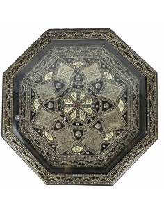 Black Resin Moroccan Table, White Flowers 2