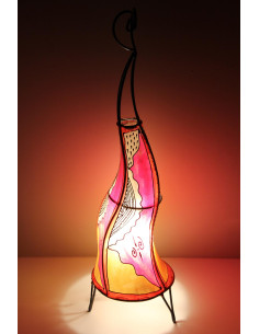 Lampe marocaine en cuir peinte au henné, motif 3 – 27 po