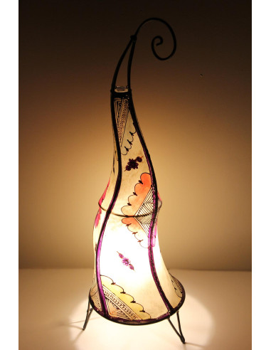 Moroccan twisted henna-painted leather lamp,...