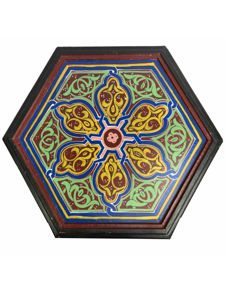Blue and Red Painted Wood Moroccan Table