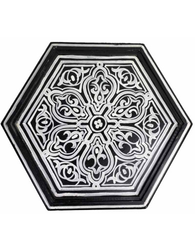 Table marocaine en bois peint noir et blanc