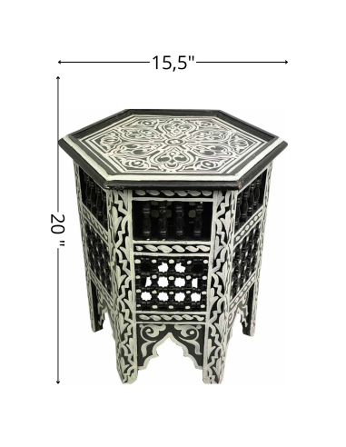 Black and White Painted Wood Moroccan Table