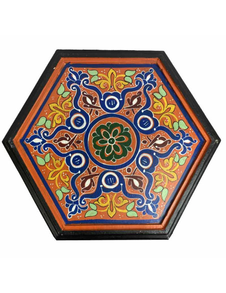 Red and Orange Painted Wood Moroccan Table