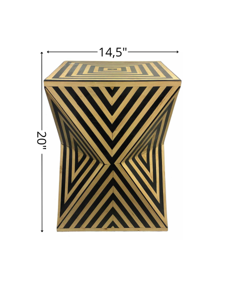 Black and Cream Hourglass Side Table