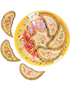 Yellow ceramic appetizer set with flowers 2